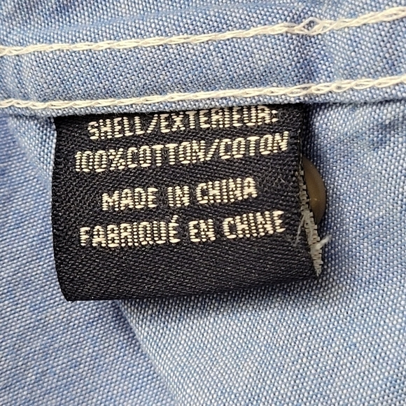BUTTON Down Cotton Blue Denim Jean Shirt Size M - Picture 9 of 9